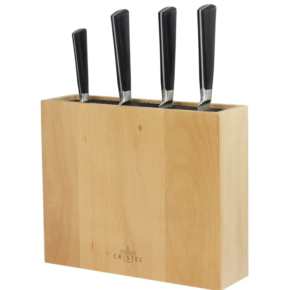 Cristel Coutellerie*Bloc couteaux rectangulaire en hêtre