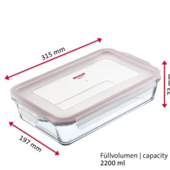 Westmark Conservation*Boîte de conservation compartimentée en verre rectangulaire 2200 ml