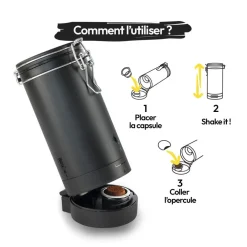Caps me Petit Déjeuner*Coffret shaker + 3 capsules réutilisables + 48 opercules + 200g de café