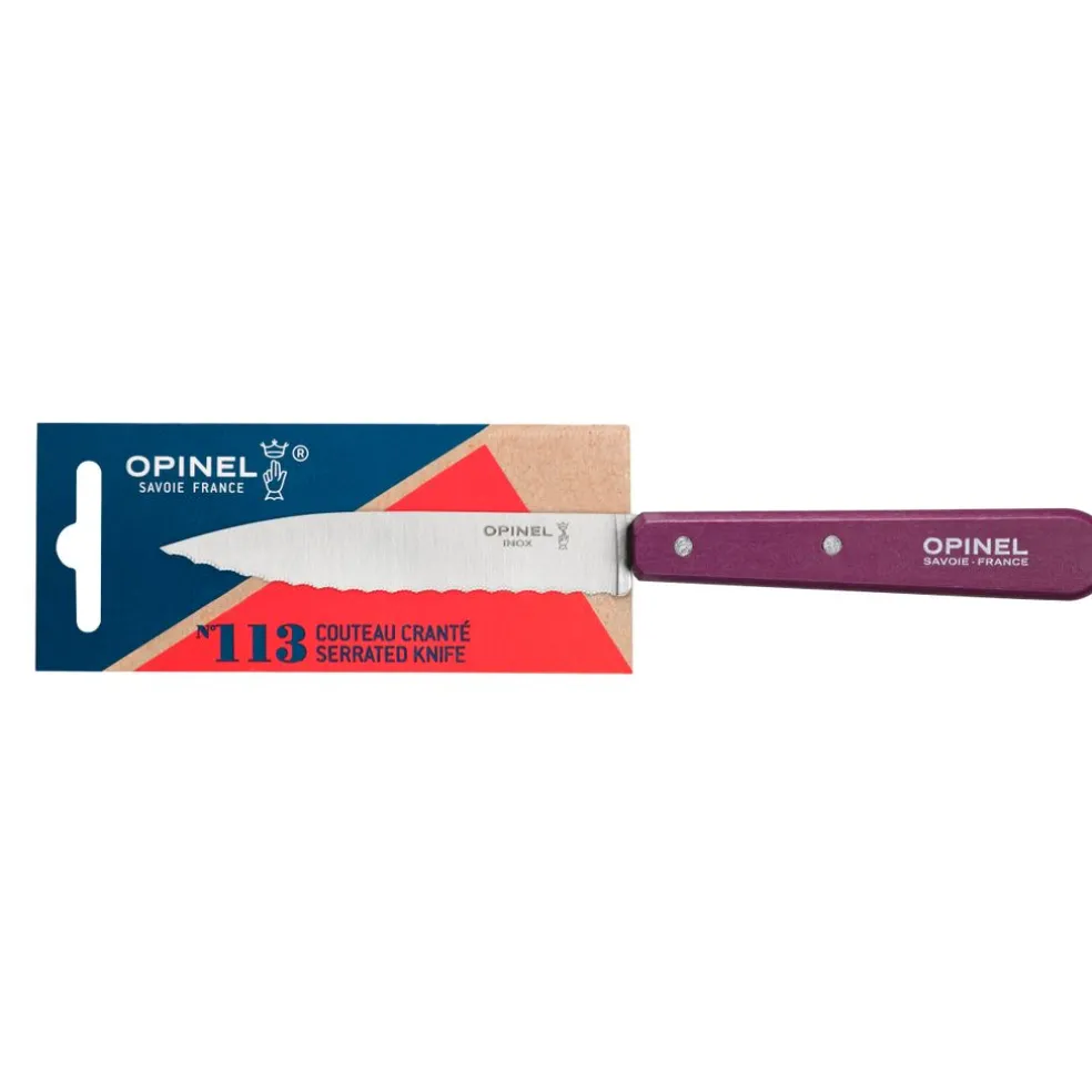 Opinel Coutellerie*Couteau cranté N°113 aubergine