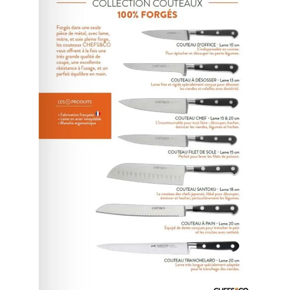 Chefs & Co Coutellerie*Couteau Santoku alvéolé 18 cm