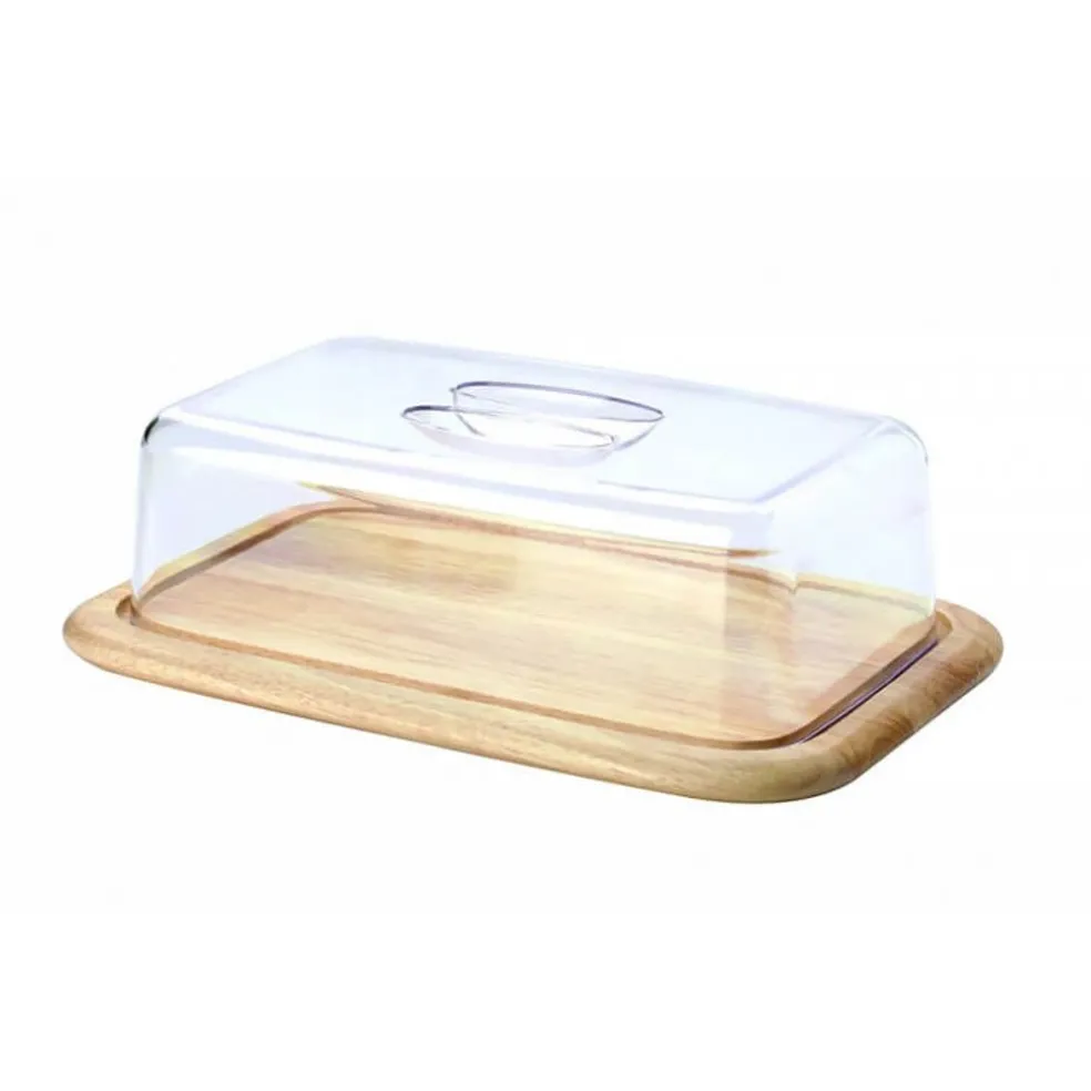 Continenta Préparation*Planche à fromage hévéa avec cloche 38,5 x 25 cm