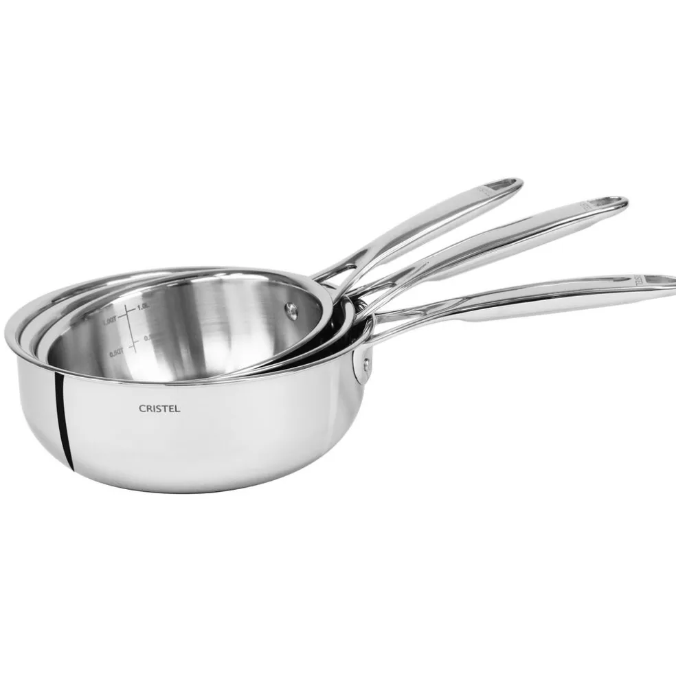 Cristel Cuisson*Série de 3 casseroles inox Castel'Pro